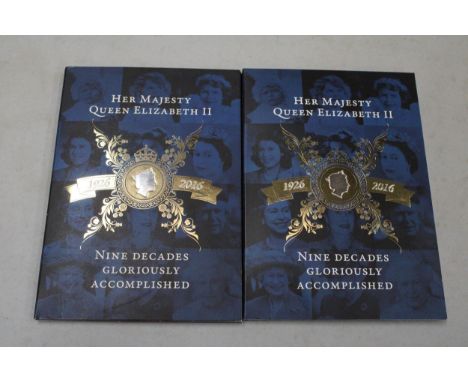A QUEEN ELIZABETH II 90TH BIRTHDAY BRONZE CHARITY MEDAL WITH COA TOGETHER WITH A QUEEN ELIZABETH II COPPER NICKLE 90TH BIRTHD