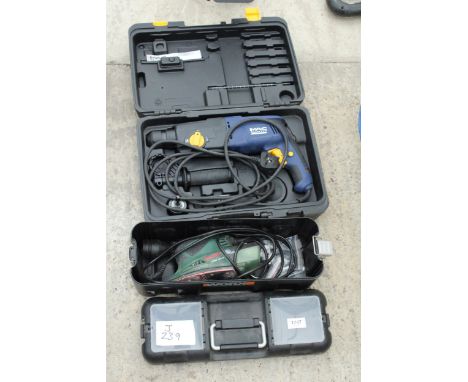 TWO POWER TOOLS TO INCLUDE A BOSCH SANDER AND A MACALLISTER DRILL COMPLETE WITH BOX 