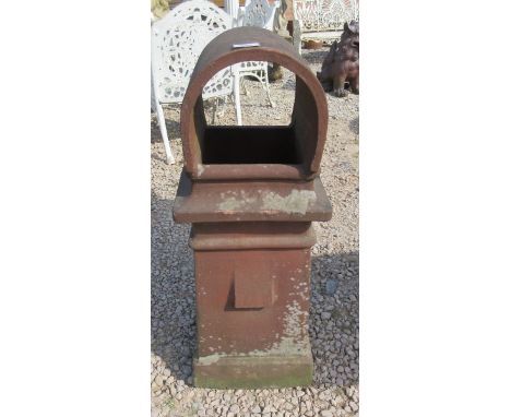 Square terracotta chimney pot with cowled top - Height: 86cm 