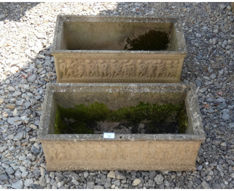 Pair of stone trough planters 