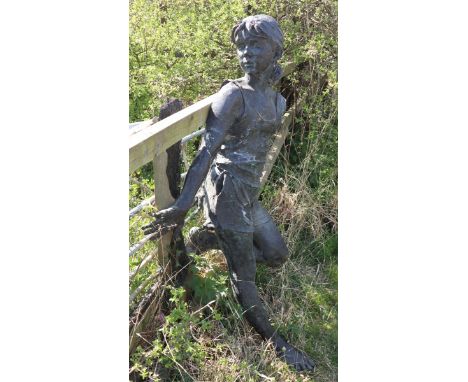 Life-size bronze figure of girl looking backwards - Height: 131cm