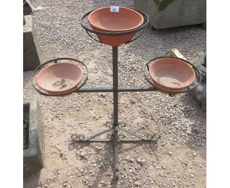Wrought iron plant stand with terracotta plant pots - Height: 87cm 