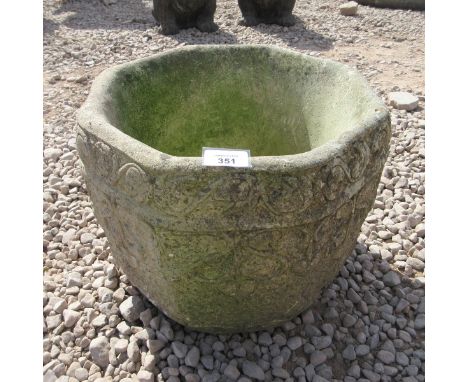 Octagonal stone plant pot by Cotswold Studios - Height: 29cm 