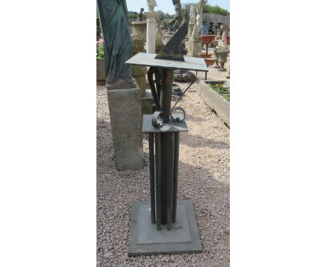 Bronze sundial on multicolumn base designed and made by apprentices from British Aerospace Dynamics Group in Lostock - Height