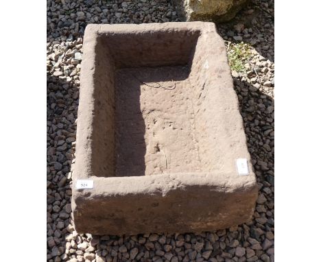 Large natural stone antique trough - W: 65cm D: 45cm H: 22cm