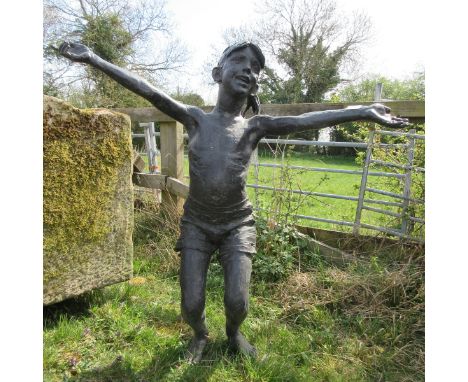 Bronze life-size figure of girl - Height: 108cm