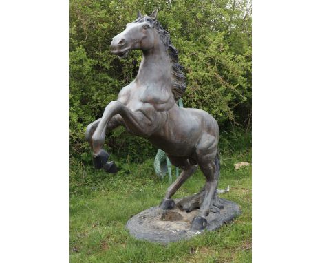 Large bronze figure of a rearing horse - Height: 154cm