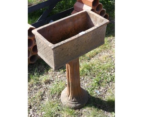 Terracotta trough planter on fluted column base - Height: 81cm 