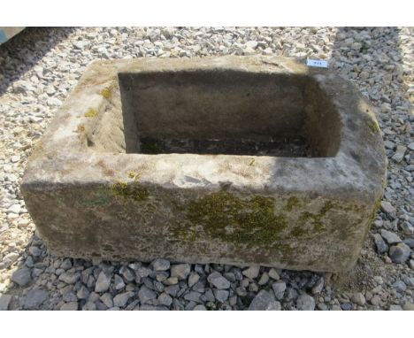 Antique stone D trough&nbsp;- L: 58cm W: 40cm H: 21cm