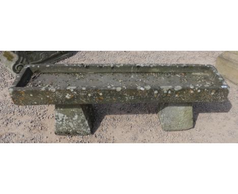 Large stone trough on staddle stone bases - Length: 163cm 