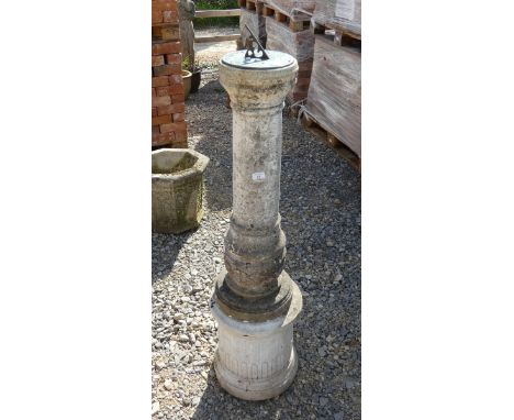 Stone sundial on plinth - Height: 141cm 
