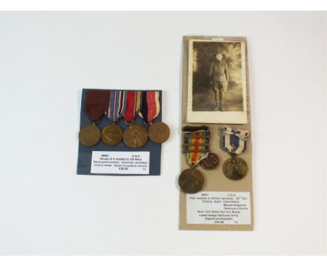 United States of America World War I pair of medals awarded to Arthur Jackson, 32nd Div., Victory Bars - Oise-Asne Meuse-Argo