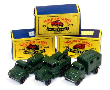 Matchbox Military; Scammel Breakdown, Army Wireless and Water Trucks, Matchbox Military No. 64 Scammel Breakdown Truck with t