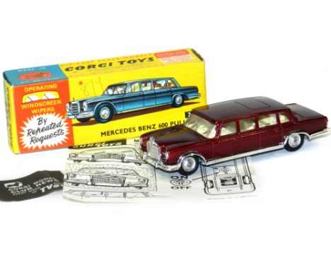 Corgi 247 Mercedes Benz 600 Pullman; metallic red with cream interior, with working windscreen wiper mechanism, in pristine c