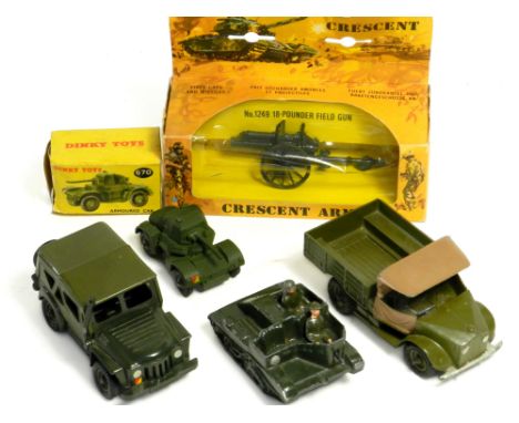 Britains, Dinky and Crecent Military Vehicles and Cannon, Britains 1877 Beetle Army Lorry, early post war version in green an