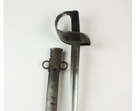 A British 1885 pattern Cavalry Trooper's sword and scabbard, with pierced Maltese cross hilt and a 87cm Solingen blade, overa