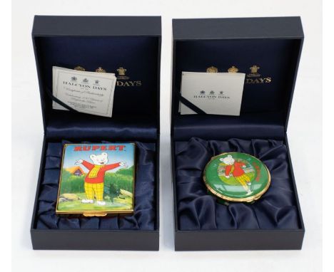 Halcyon Days - two Rupert Bear enamel boxes in original packaging&nbsp;