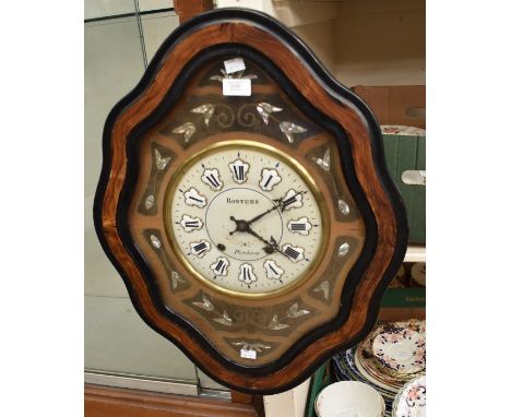 A French style Vine yard wall clock with Bontems Plombieres (Belgium) on the dial. With a 9" enamelled dial with raised ename