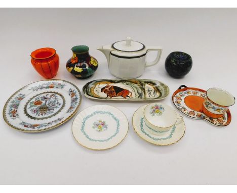 Minton tea service and other china items including Losol ware, studio glass vase, teapot and other studio wares