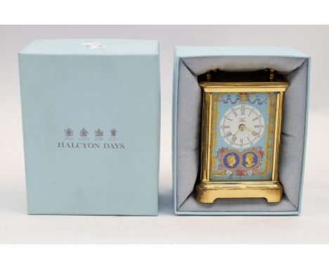Halcyon Days - a boxed enamel clock portraying HRH Queen Elizabeth II&nbsp;