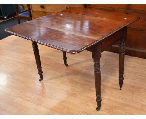 A Victorian mahogany drop-leaf sofa table, together with two Victorian mahogany side cabinets