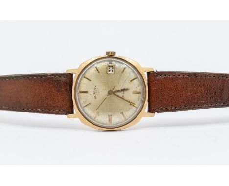 A 9ct gold gentleman's Rotary automatic wristwatch, circa 1960's, comprising a round silvered dial with applied gilt markers,
