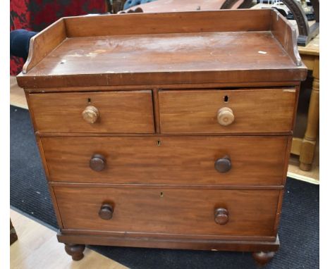 A mid-Victorian galleried washstand chest of drawers, together with a Continental three-part vanity mirror and a Victorian to