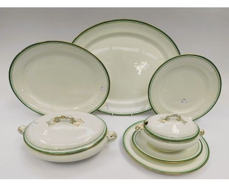 A collection of ceramics to include: a Whieldon Ware "Key" pattern part dinner service, comprising dinner plates, tureens, me