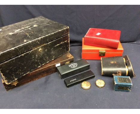Early 20th Century trinket box, early 20th Century binoculars, along with other vintage items