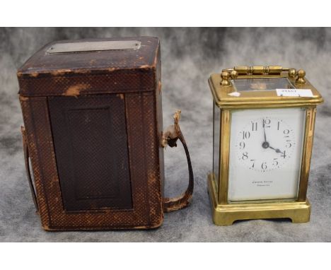A late 19th Century carriage clock with fitted case