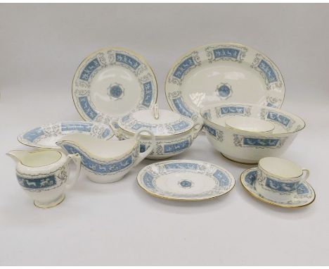 A Coalport Revelry dinner service comprising of seven dinner plates, seven side plates, six cups and saucers, milk jug, sugar