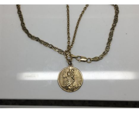 A 9ct Gold St Christopher pendent with attached 9ct Gold chain and a 9ct Gold bracelet (2)