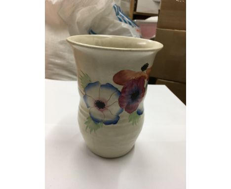 A Clarice Cliff vase hand painted, possibly restored. 