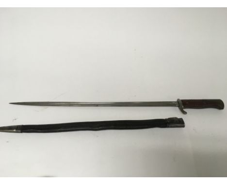 A German WW1 M1898 n/a bayonet manufactured by Simpson & Co in Suhl with a leather scabbard.