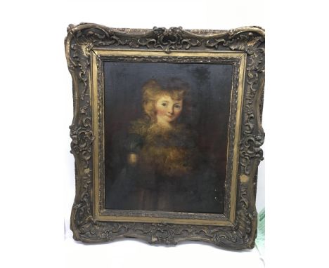 A Reynolds style portrait of a young girl. Size approx 74x83cm