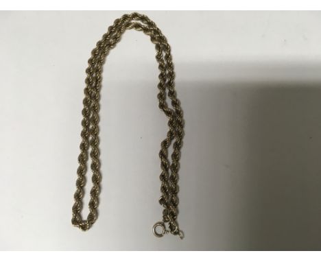 A 9ct gold rope chain 8 grams approx 