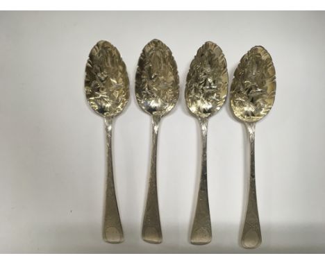 A set of silver table spoons London hallmarks later worked 