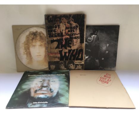 A collection of Who LPs including 'Live At Leeds' (2406 001) with red stamp on cover, Quadrophenia (2657013) and others plus 