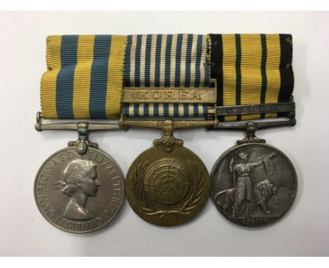 Three medals awarded to Pte. K. Horton for Korea & Africa. 