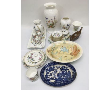 A collection of ceramic items including some Minton Haddon Hall pattern items, Aynsley vases, Wedgwood items etc.