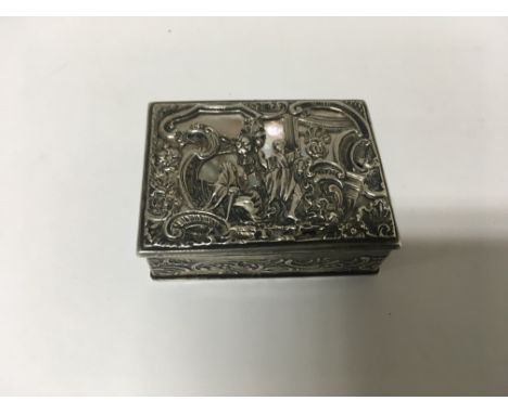 A  Silver snuff box of classical design the hinged lid with mother of pearl ,import mark to the-side the inside lid and base 
