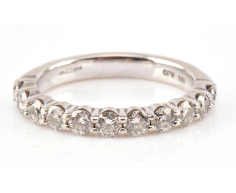 Diamond half eternity ring, round brilliant cut diamonds, weighing an estimated total of 0.85 carat, mounted in 18 ct gold, r