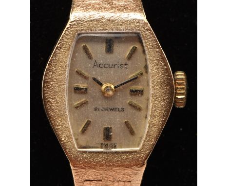 Ladies Accurist wristwatch, the signed dial and baton hour markers fitted with a signed 21 jewel manual wind movement, set in
