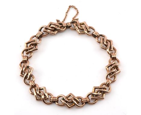 Celtic link bracelet, in yellow and rose, stamped 9 ct, length 19.5cm, with box clip clasp and safety chainCondition Report: 