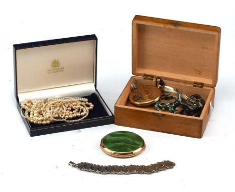 A group of costume jewellery and watches including a pair of early 20th century silver dolphin earrings with screw back fitti