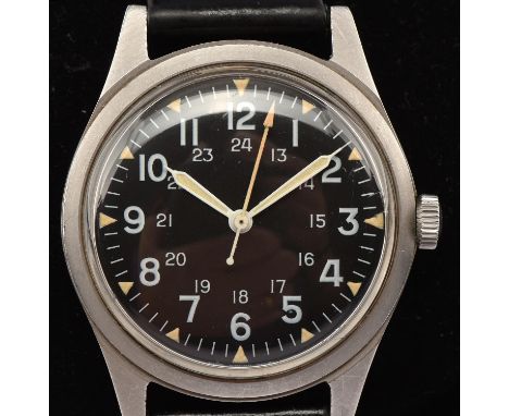 Benrus A reference GG-W-113 US Military stainless steel 1 gentleman's wrist watch the unsigned dial with Arabic numerals for 