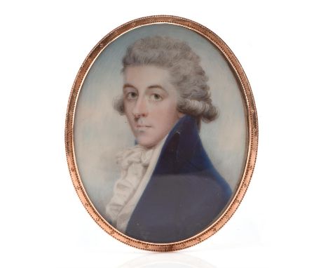 Portrait miniature purported to be of Robert Gream, attributed to Thomas Day (c.1732-1807)  painting on ivory and set within 