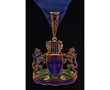 Mayoral jewel, presented by Westminster City council to Alderman Hugh Cubitt CBE JP Lord Mayor 1977-78,  hallmarked 9 ct Birm