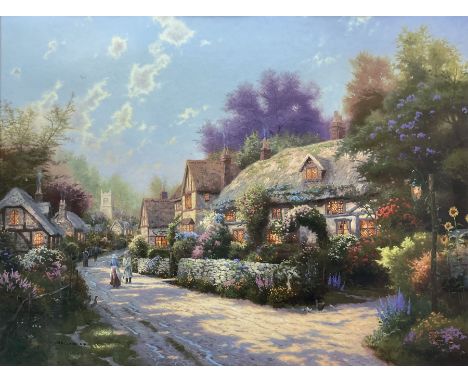 Thomas Kinkade (American 1958-2012): 'Cobblestone Village', offset lithograph no.1435/2050, with Certificate of Authenticity 