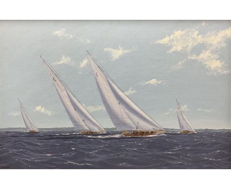 George Drury (British 1950-): 'The Big Class 1935', oil on board signed, titled verso 74cm x 49cm